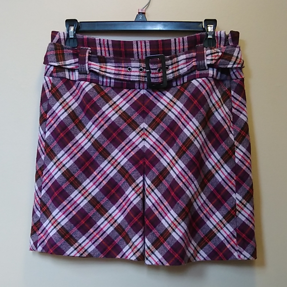 Esprit plaid wool lined skirt with belt